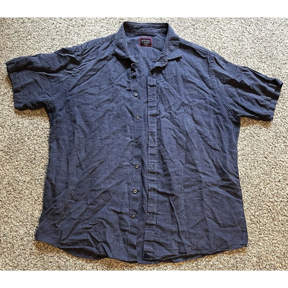 Untuckit Cameron 100% Linen Blue SS Button Down Men’s XXL Wrinkle Resistant